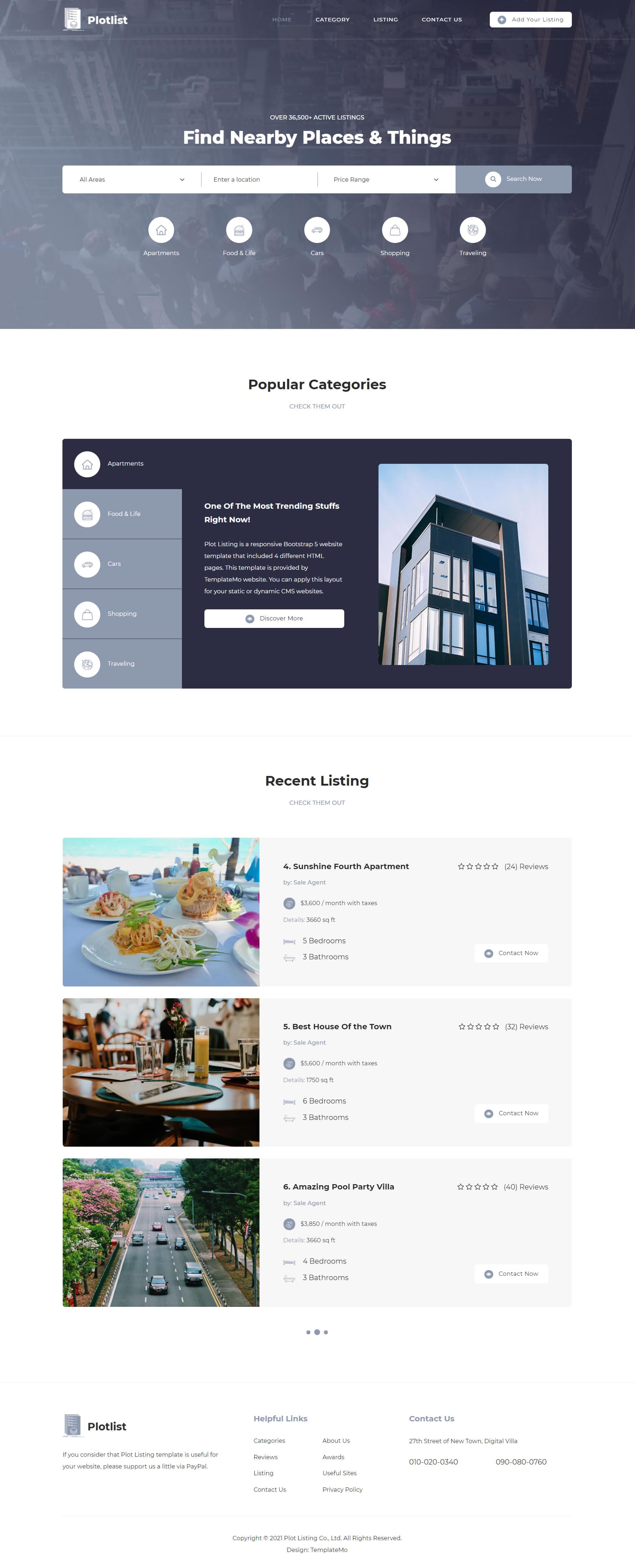 Plot Listing website template preview