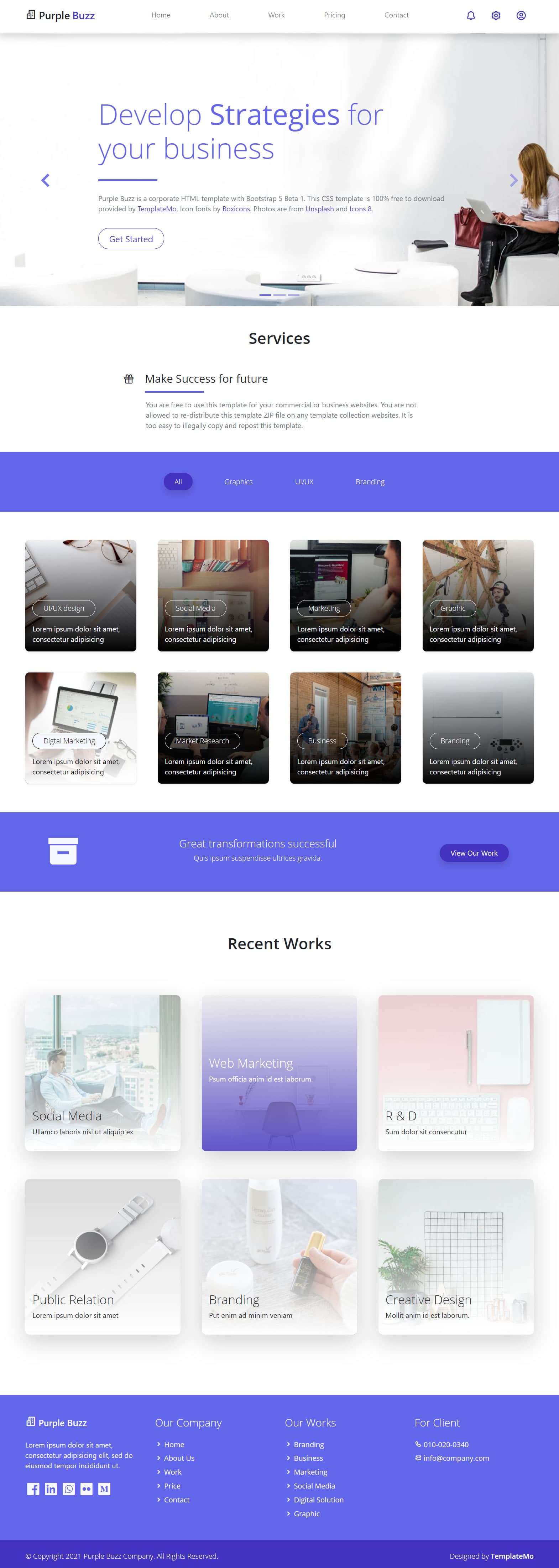 Purple Buzz website template preview