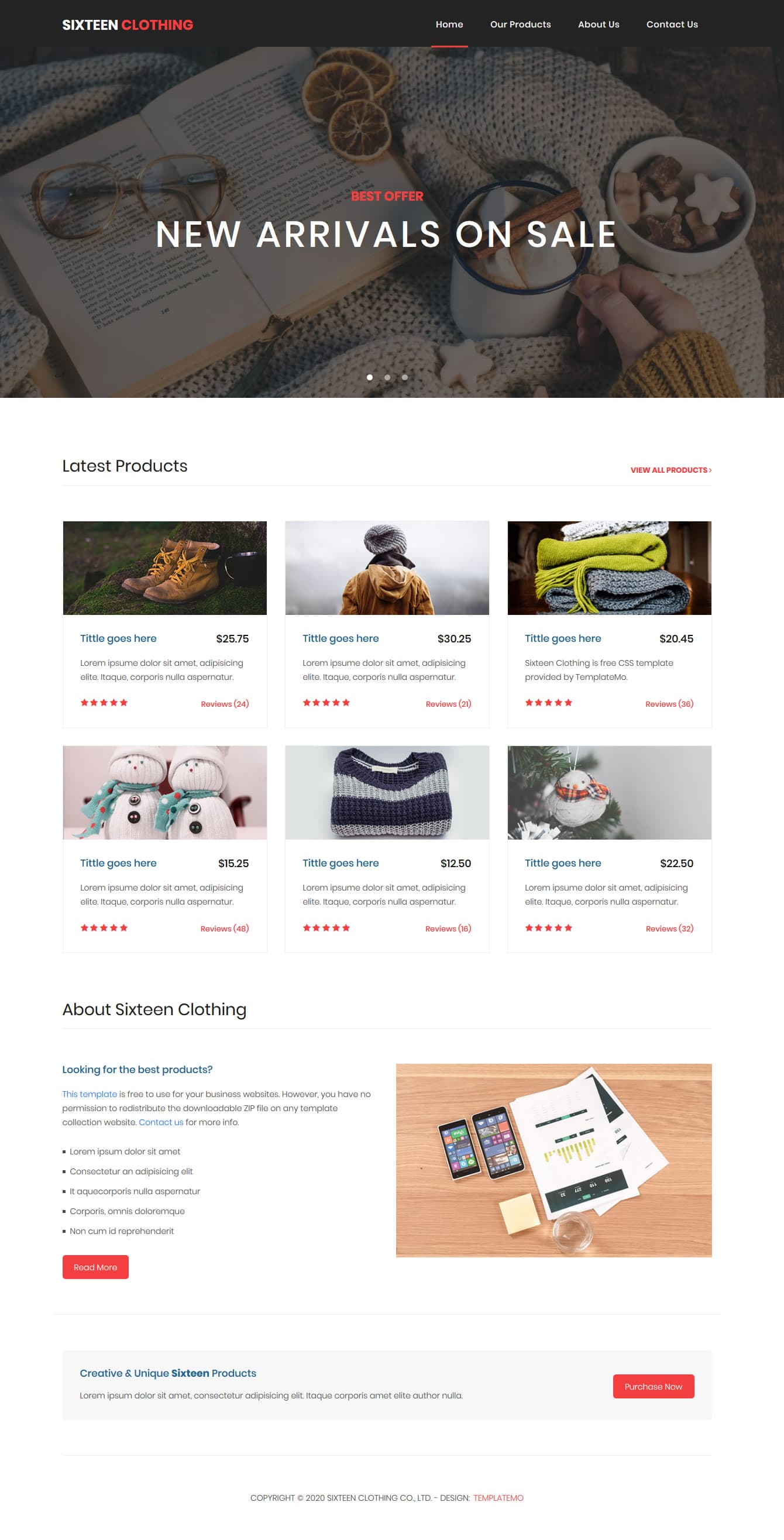 Sixteen Clothing website template preview