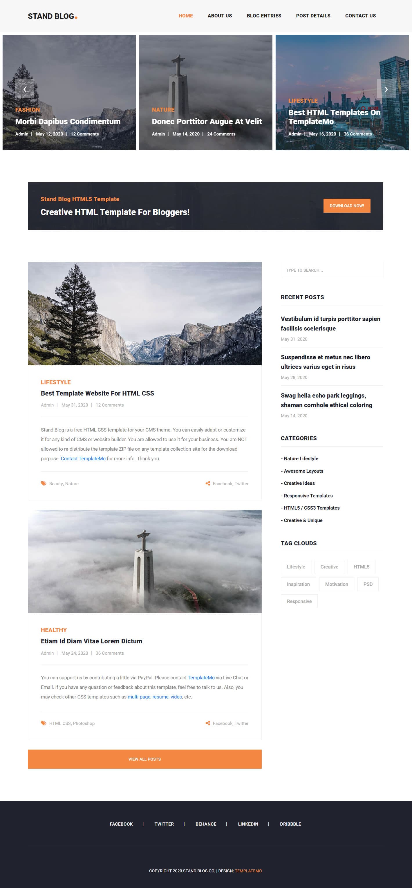 Stand Blog website template preview