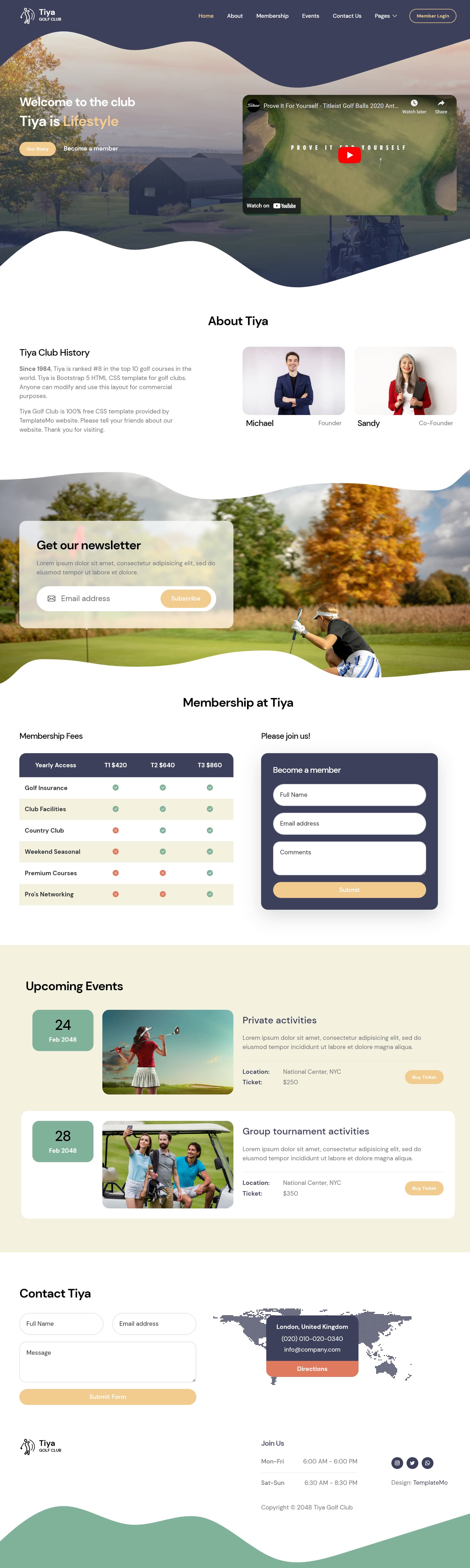 Tiya Golf Club website template preview