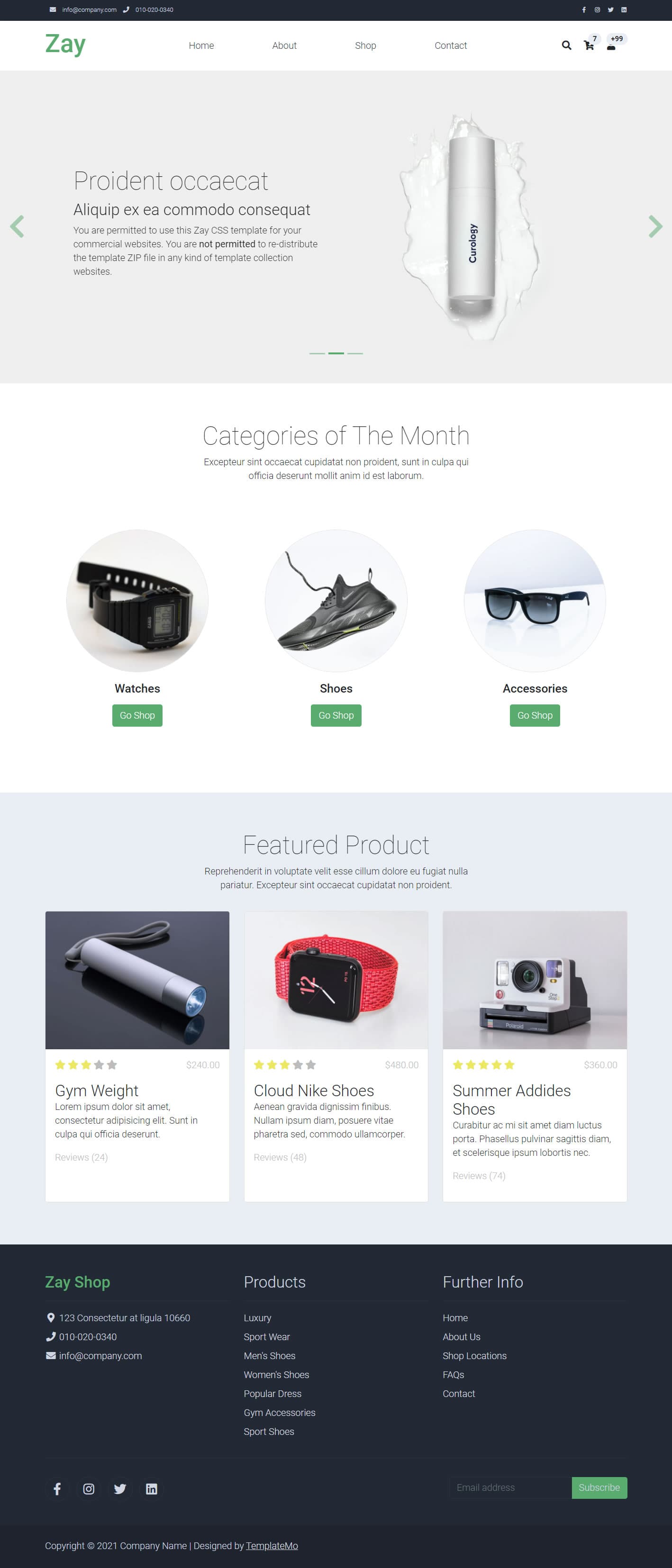 Zay Shop website template preview